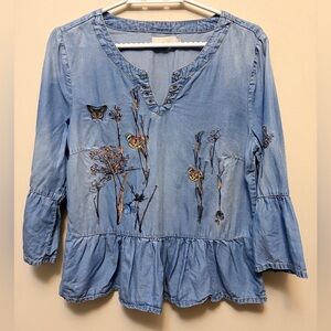 CREAM Embroidered Lyocell Top